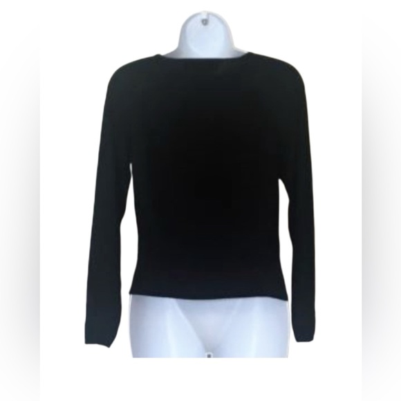 Carlisle Black Scoop Neck Knit Top w/ Pearl Button Embellishment - Picture 5 of 6